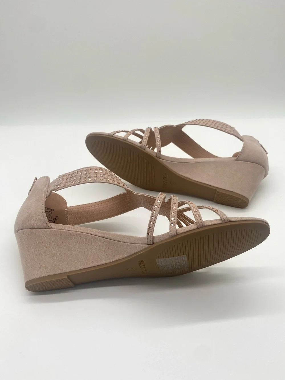 Women’s Nude Rhinestone Wedge Sandals Size 10 New